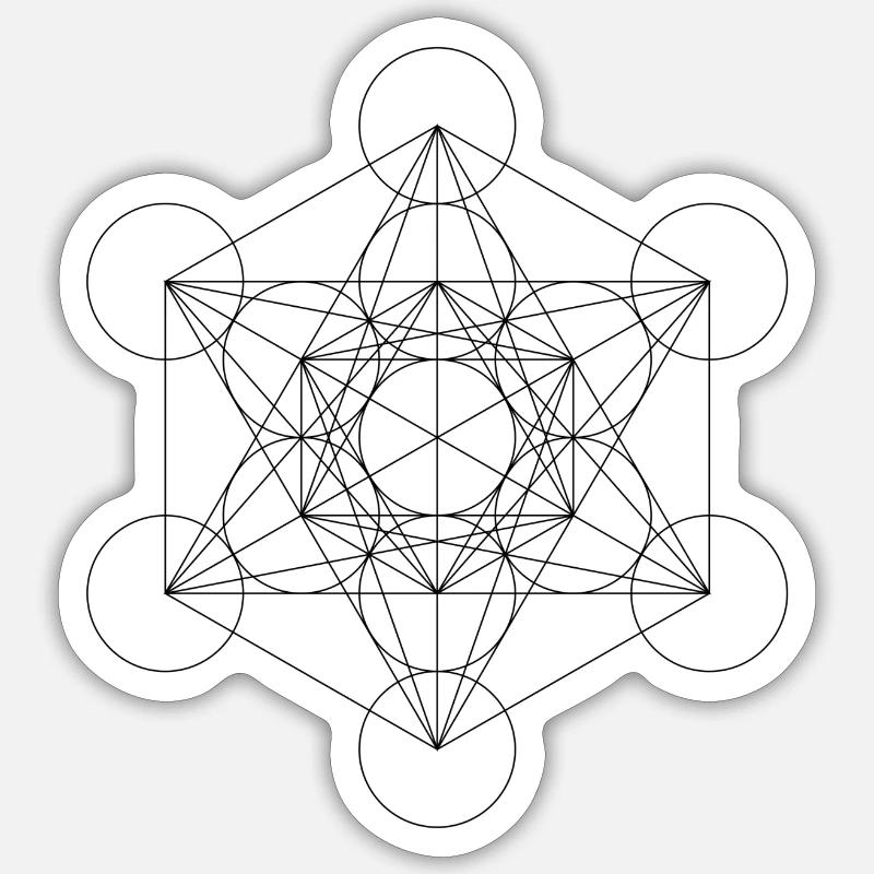 Metatron's Cube Black - Sticker size S (10 x 10 cm) - white matte
