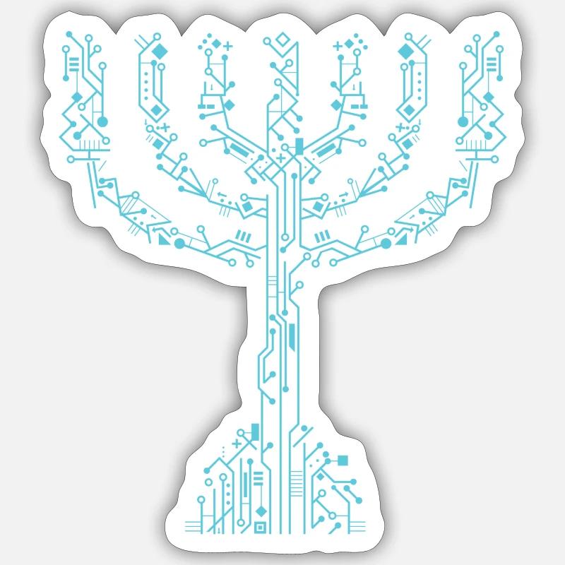 Menorah à sept branches - Sticker taille S (10 x 10 cm) - blanc mat