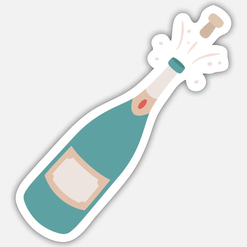 Champangner Flasche - Sticker Größe S (10 x 10 cm) - Mattweiß