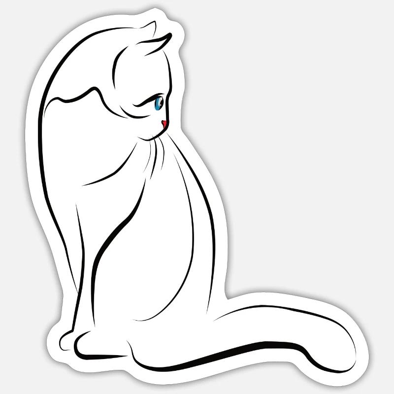 Katte katte - Sticker størrelse S (10 x 10 cm) - mat hvid