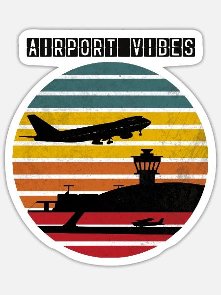 Airport at Sunset - Sticker Größe S (10 x 10 cm) - Mattweiß