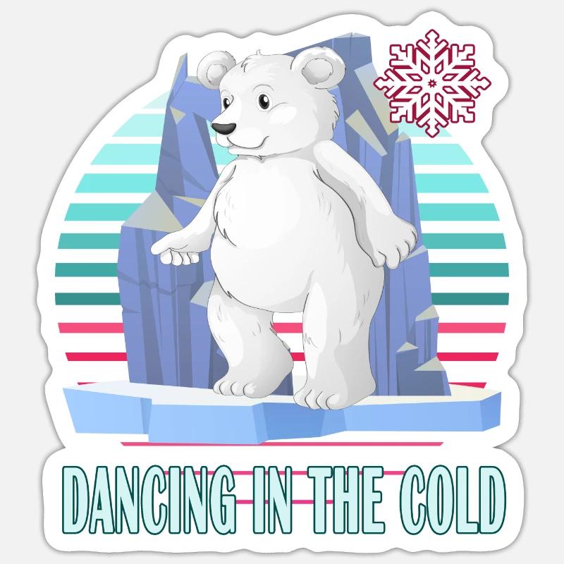 ice-bathing ice bear winterbader dancing cold ice snow Sticker size S (10 x 10 cm)