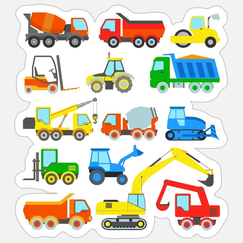 Cantieri Veicoli Escavatori - Sticker formato S (10 x 10 cm) - bianco opaco