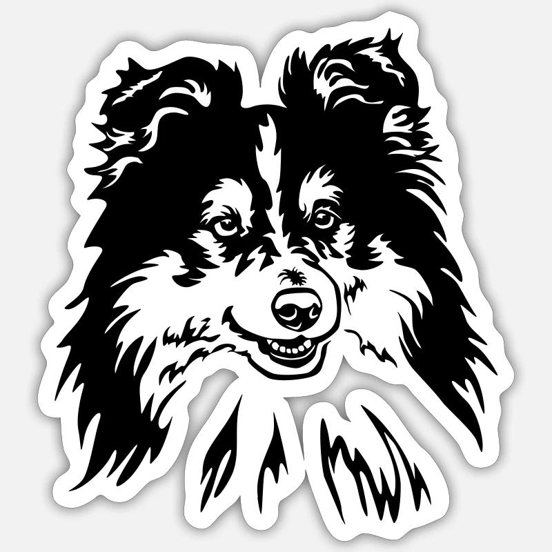 Sheltie Kopf - Sticker Größe S (10 x 10 cm) - Mattweiß