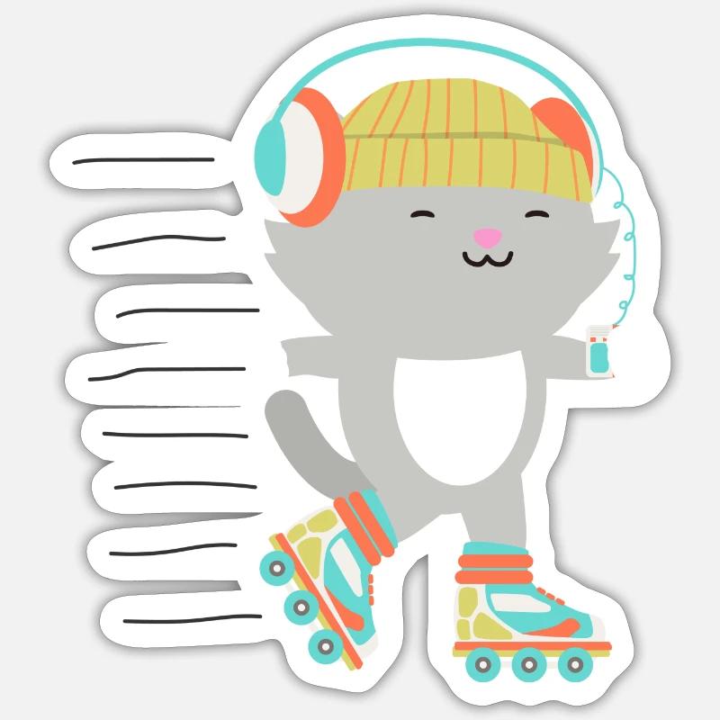 Roller Skate Mieze Cat Rollerskates Kitten Sticker size S (10 x 10 cm)