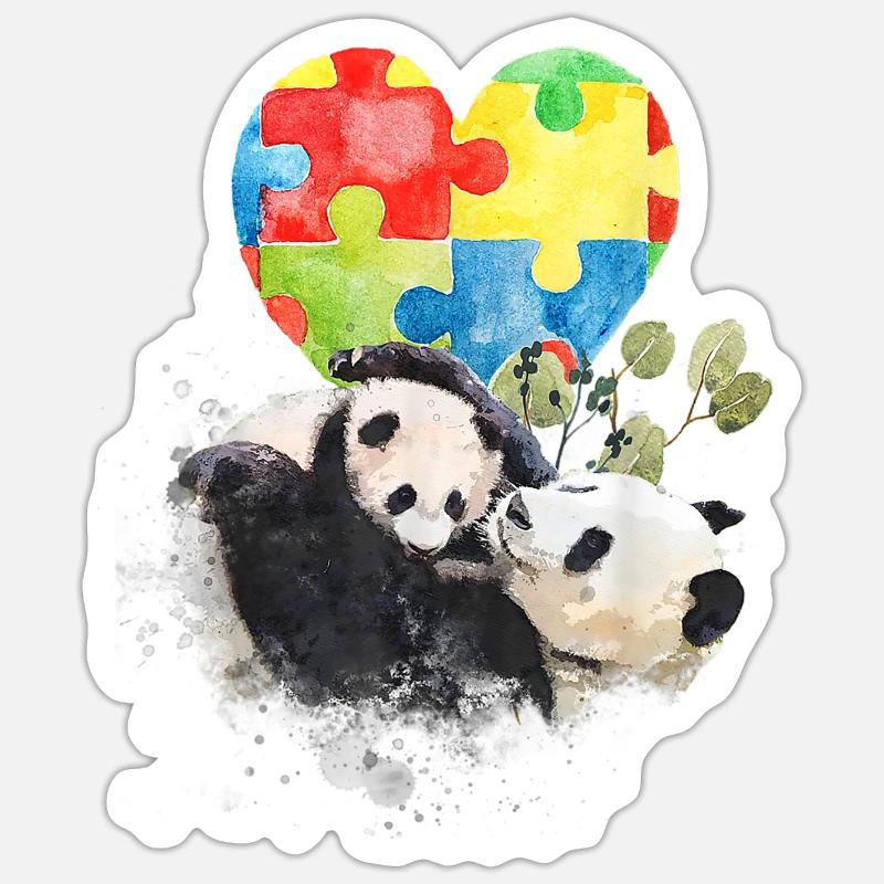 Panda Bunt Autismus Anders sein - Sticker Größe S (10 x 10 cm) - Mattweiß