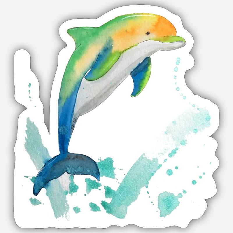 21 Dolphin - Sticker size S (10 x 10 cm) - white matte