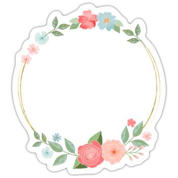 Flower wreath. modern. Customizable as a gift - Sticker size S (10 x 10 cm) - white matte - Front
