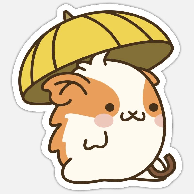 Hamster parapluie - Sticker taille S (10 x 10 cm) - blanc mat