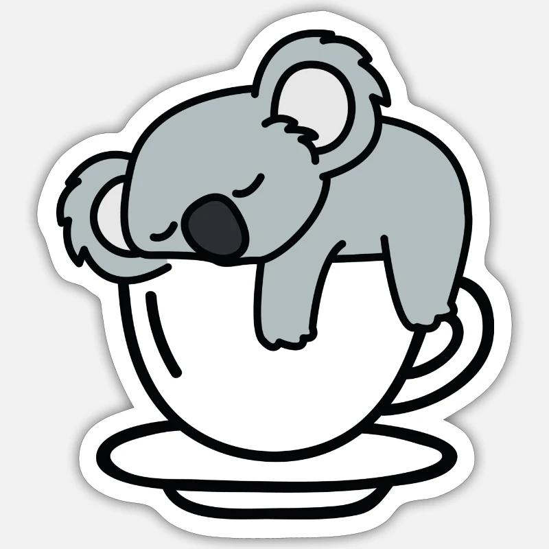 Koala Tee - Sticker Größe S (10 x 10 cm) - Mattweiß