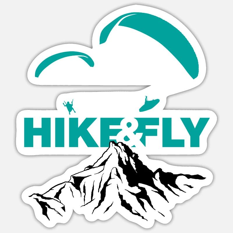 Hike & Fly - Sticker Größe S (10 x 10 cm) - Mattweiß