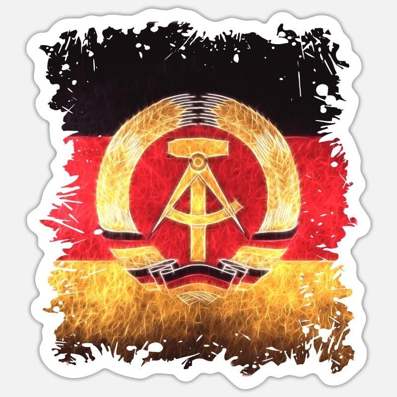 Drapeau de la RDA - Sticker taille S (10 x 10 cm) - blanc mat