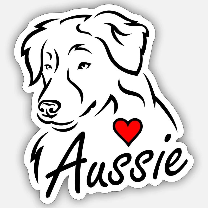 Aussie ❤ - Sticker Größe S (10 x 10 cm) - Mattweiß