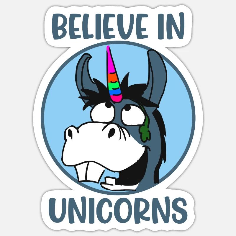 Glaube Einhorn Einhörner - Sticker Größe S (10 x 10 cm) - Mattweiß