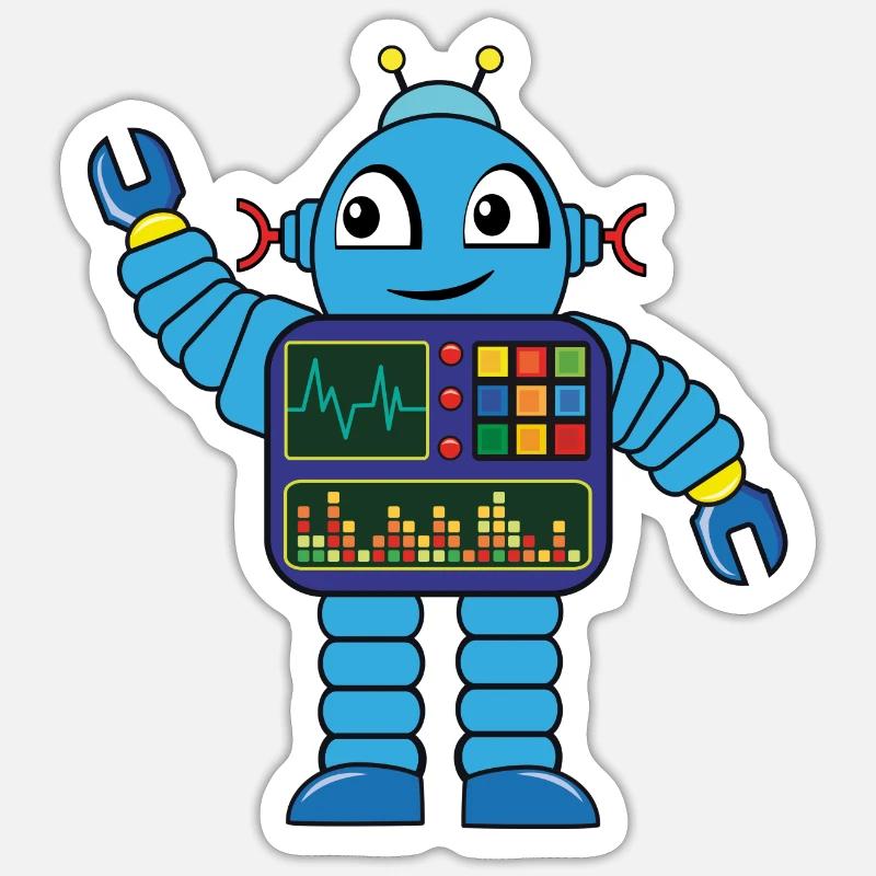 Small blue robot Sticker size S (10 x 10 cm)