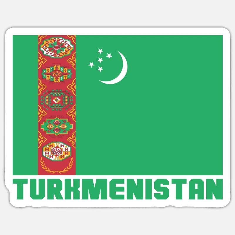 Turkménistan - Sticker taille S (10 x 10 cm) - blanc mat