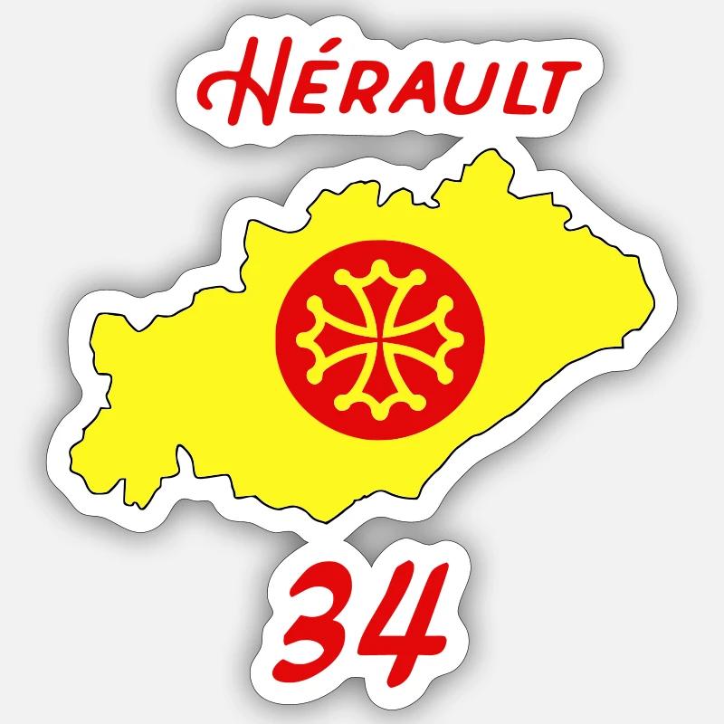 Hérault - Sticker taille S (10 x 10 cm) - blanc mat