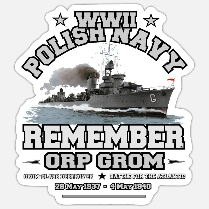 Remember orp grom - Polish Navy ww2 Sticker taille S (10 x 10 cm)