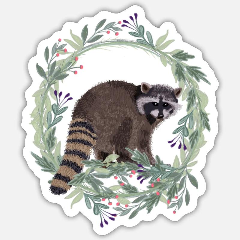 Waschbär - Sticker Größe S (10 x 10 cm) - Mattweiß