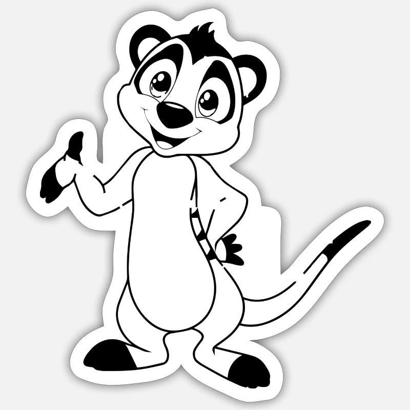 Erdmännchen - Sticker Größe S (10 x 10 cm) - Mattweiß