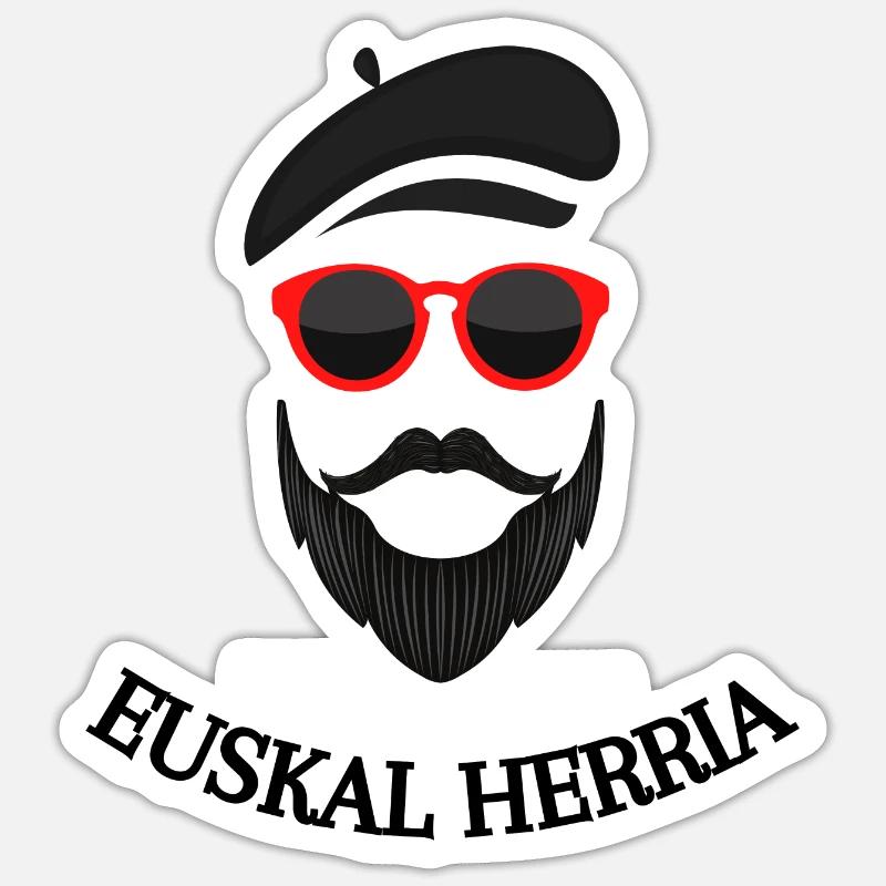 Tête Pays Basque - Euskal Herria - Sticker taille S (10 x 10 cm) - blanc mat