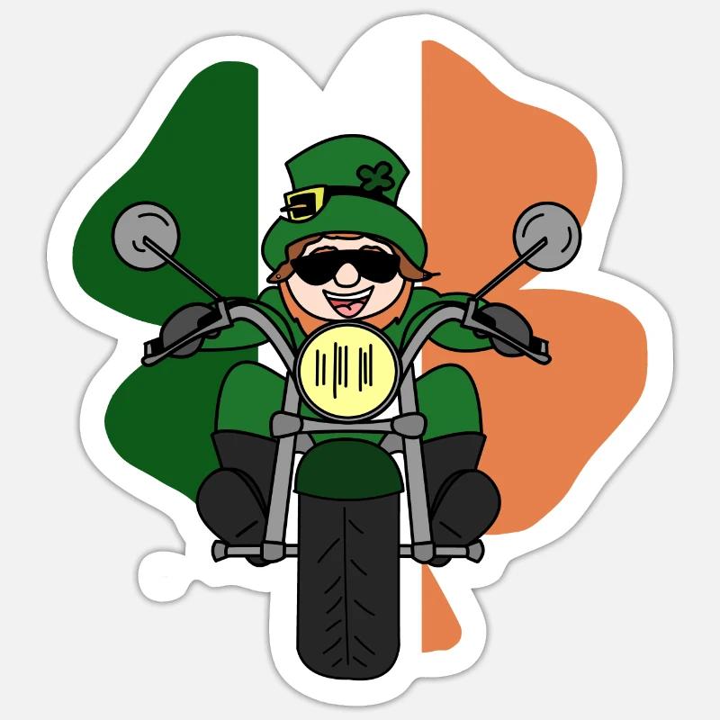 Leprechaun Motorcycle - Sticker taille S (10 x 10 cm) - blanc mat