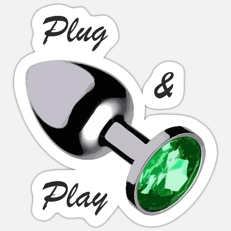 Plug and Play - Sticker Größe S (10 x 10 cm) - Mattweiß