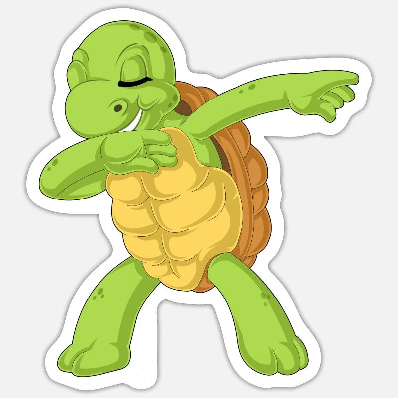dabbing de tortue - Sticker taille S (10 x 10 cm) - blanc mat