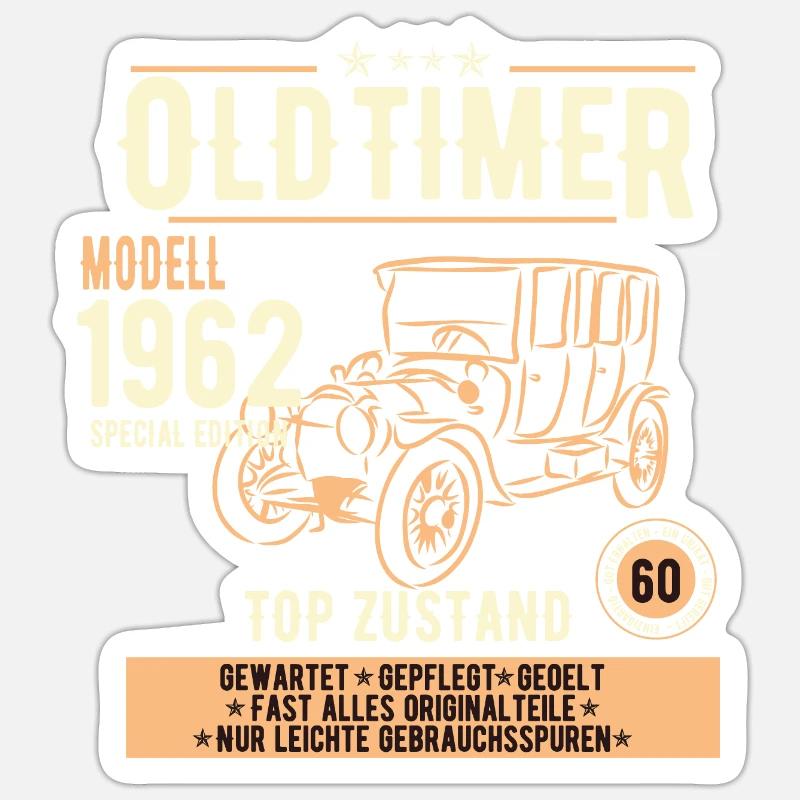 60. Geburtstag Oldtimer 1962, Geschenk Sticker Größe S (10 x 10 cm)