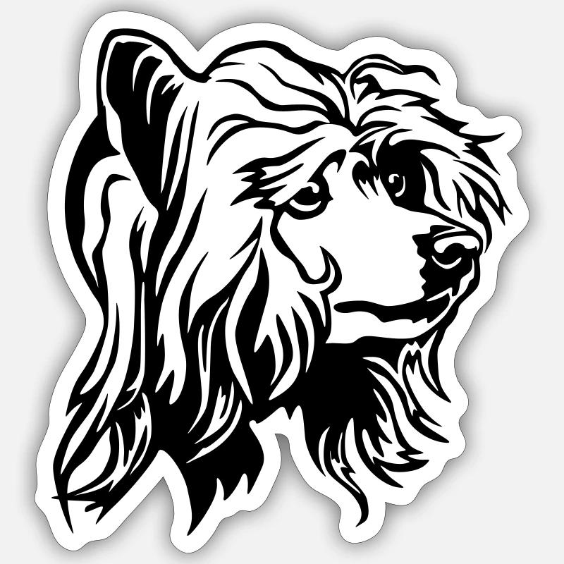 Chinesischer Schopfhund Kopf - Sticker Größe S (10 x 10 cm) - Mattweiß