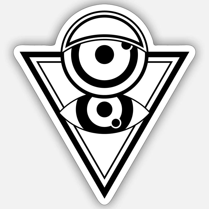 Œil pyramidal - géométrie abstraite - Sticker taille S (10 x 10 cm) - blanc mat