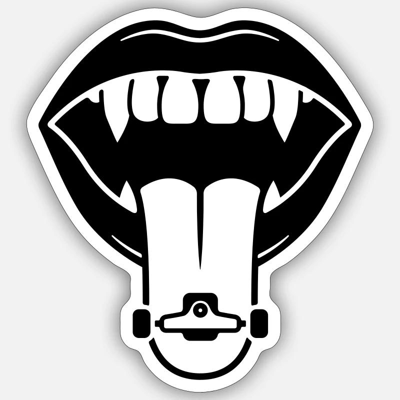 Langue de skateboard - Sticker taille S (10 x 10 cm) - blanc mat