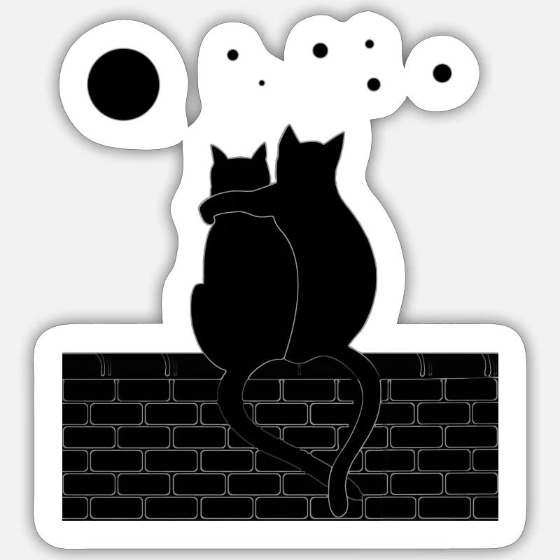 Chat et Chat - Sticker taille S (10 x 10 cm) - blanc mat