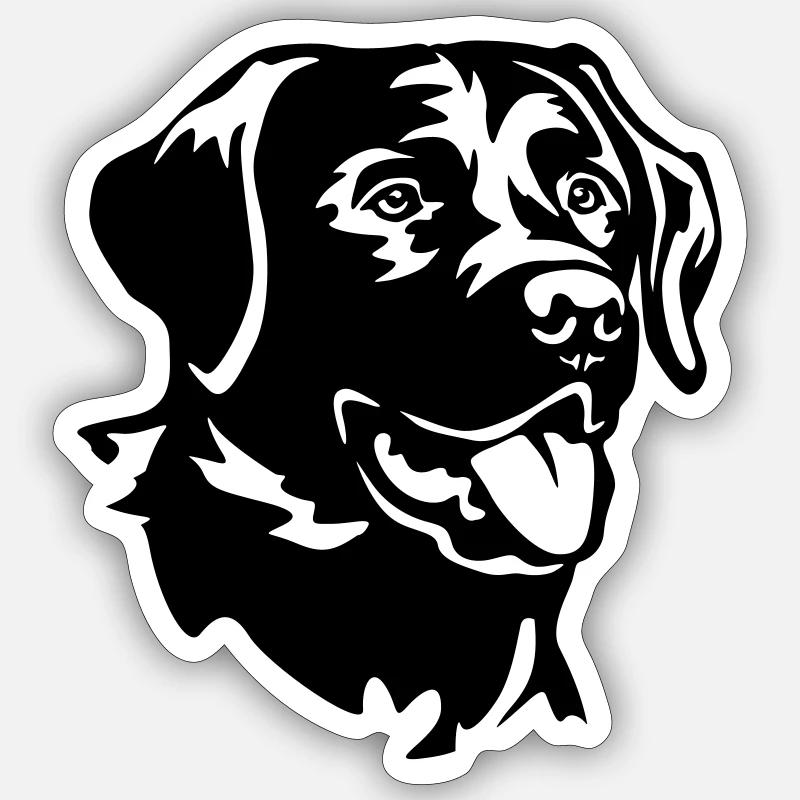 Tête de Labrador - Sticker taille S (10 x 10 cm) - blanc mat