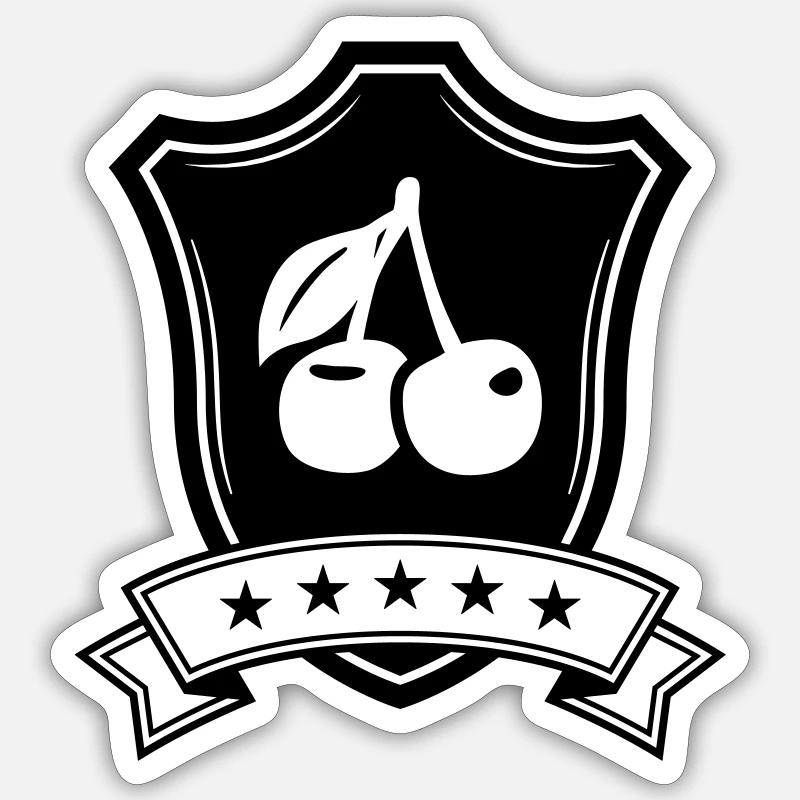 Kirschen schild - Sticker Größe S (10 x 10 cm) - Mattweiß