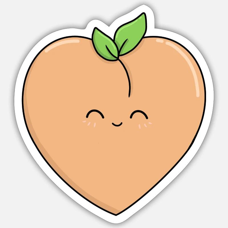 Aimer les pêches - Sticker taille S (10 x 10 cm) - blanc mat