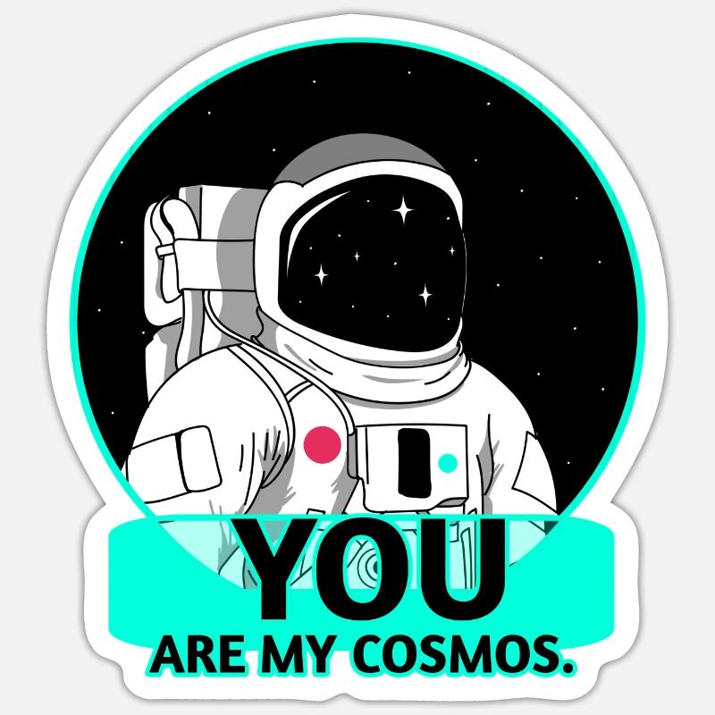 Cosmos - Astronaute - Sticker taille S (10 x 10 cm) - blanc mat