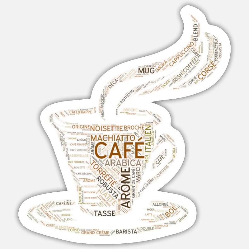 CAFE - Sticker taille S (10 x 10 cm) - blanc mat