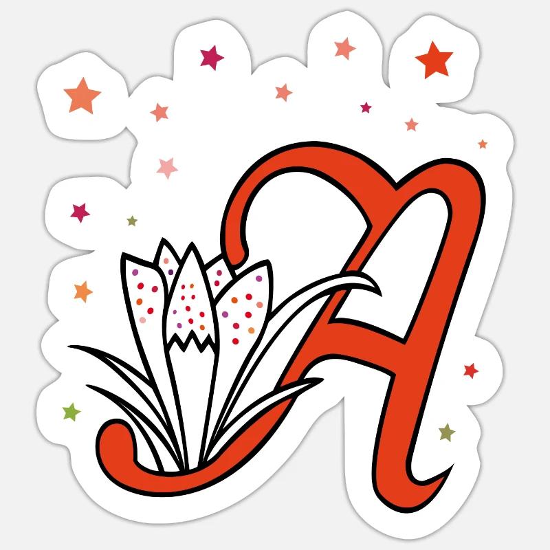 Buchstabe, Initiale, Blume - Sticker Größe S (10 x 10 cm) - Mattweiß
