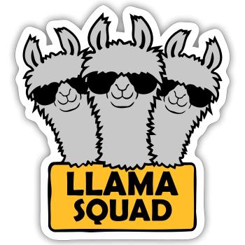 Conception de l’équipe Llama Squad - Sticker taille S (10 x 10 cm) - blanc mat - Devant
