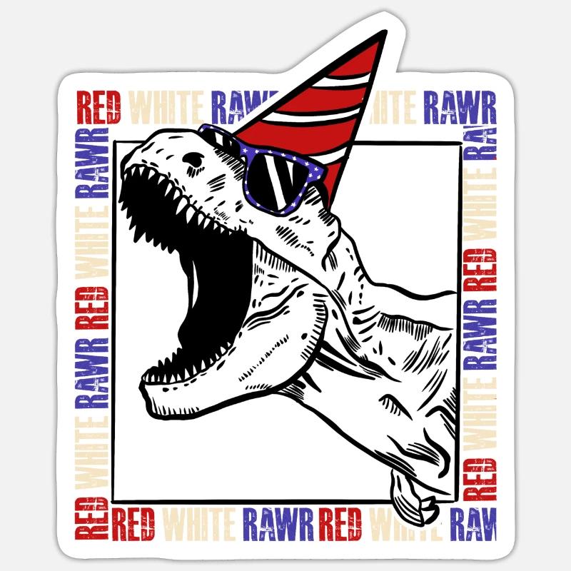 Red White Rawr - Sticker size S (10 x 10 cm) - white matte