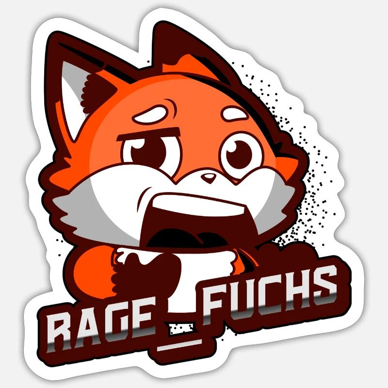 Rage Fuchs Offical Merch - Sticker Größe S (10 x 10 cm) - Mattweiß