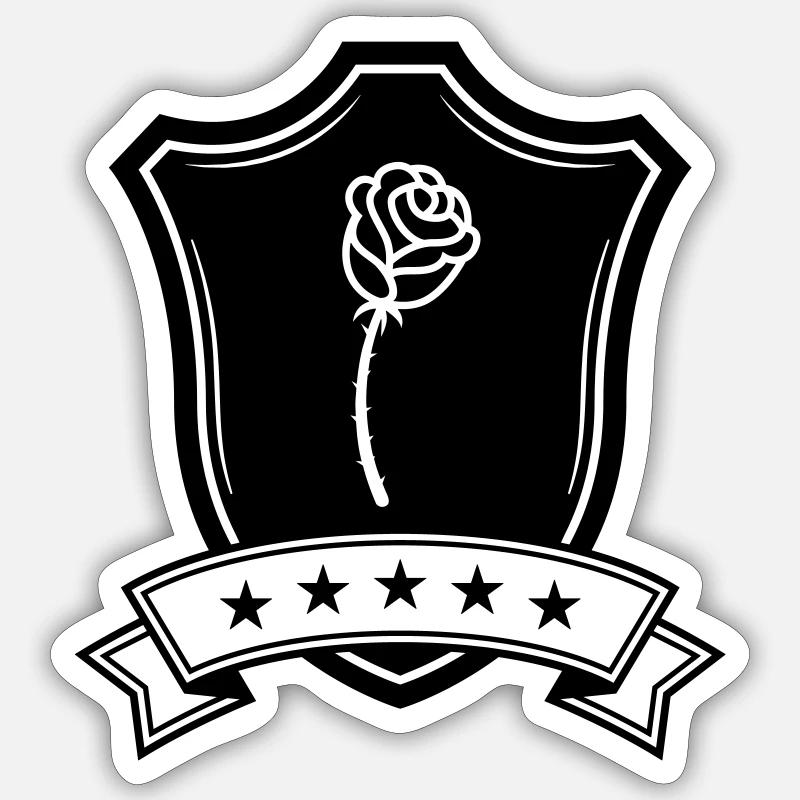 Rose Schild Sticker Größe S (10 x 10 cm)
