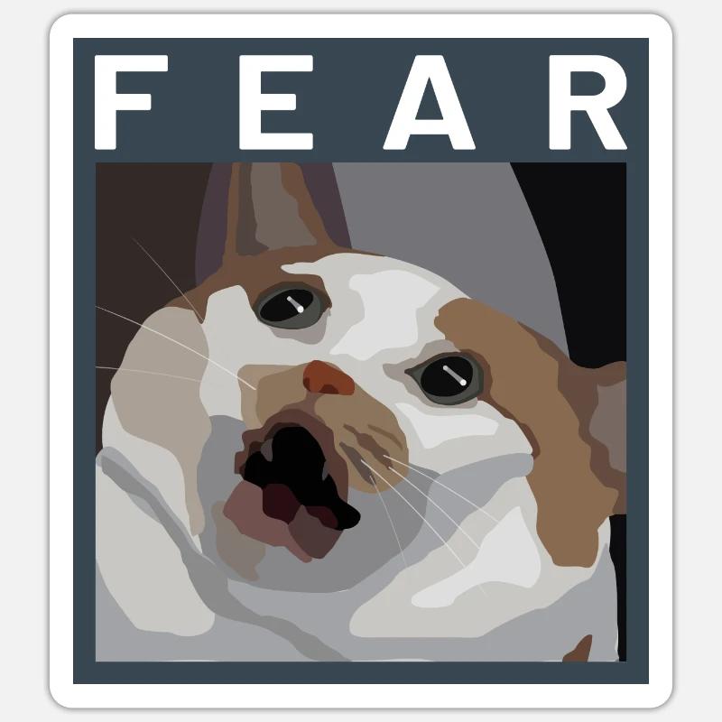 Scared cat Meme Illustration - Sticker Größe S (10 x 10 cm) - Mattweiß