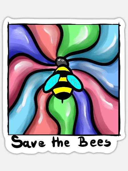 Save the Bees abstrakt - Sticker Größe S (10 x 10 cm) - Mattweiß