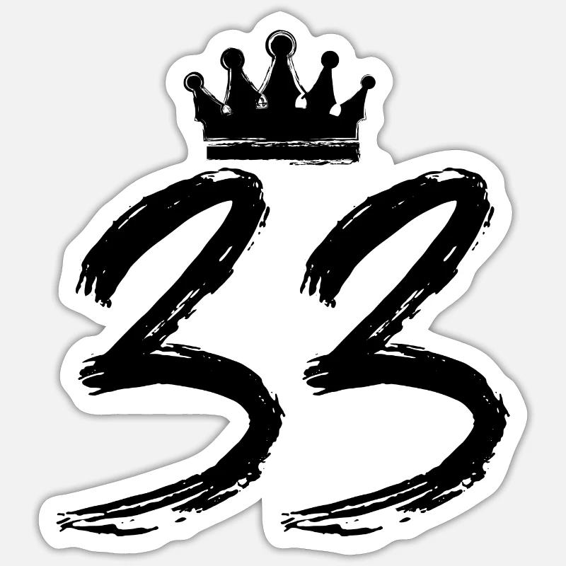 33 Number crown - Sticker size S (10 x 10 cm) - white matte