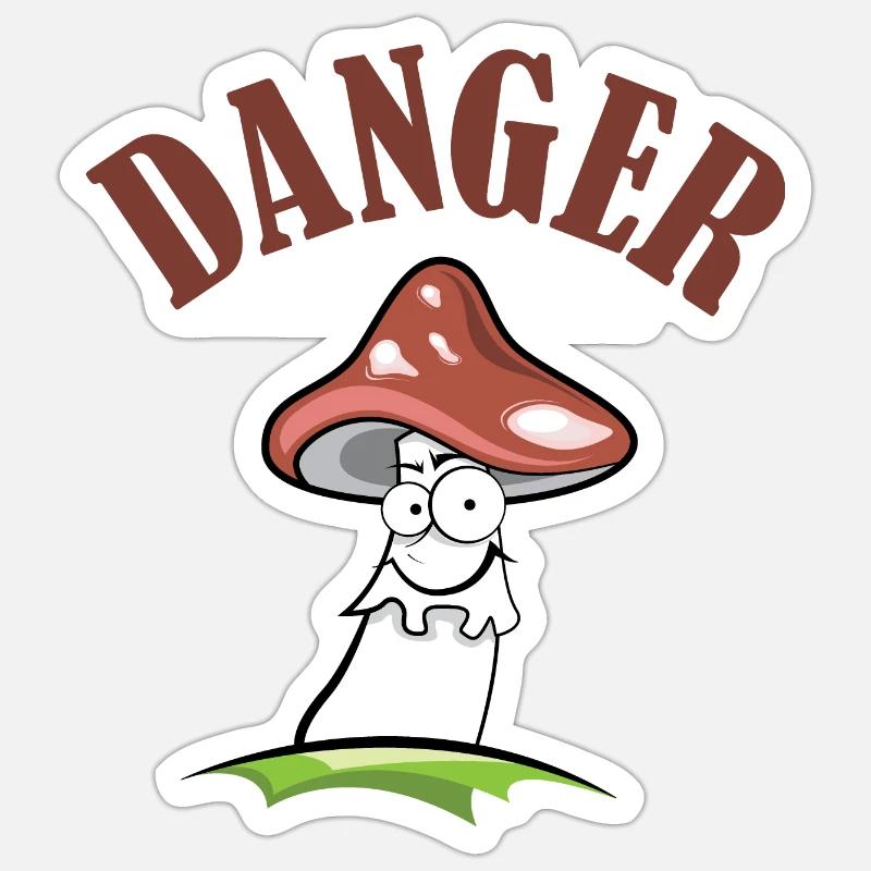 Toadstool danger symbol comic funny Sticker size S (10 x 10 cm)