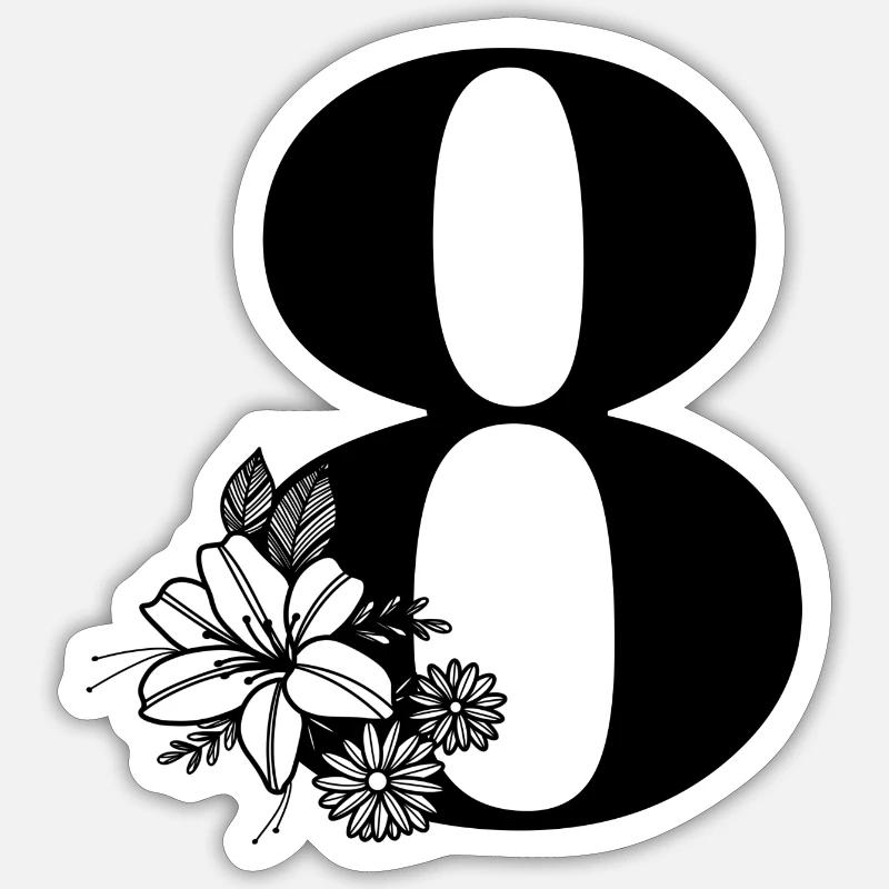 Number 8 - Sticker size S (10 x 10 cm) - white matte