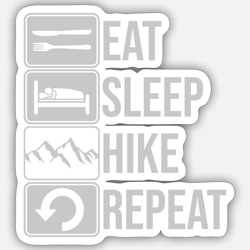 Hiking mountains repeat daily - Sticker size S (10 x 10 cm) - white matte
