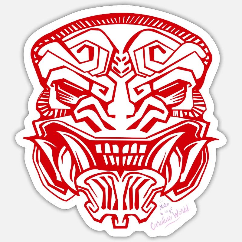 Masque rouge - Sticker taille S (10 x 10 cm) - blanc mat